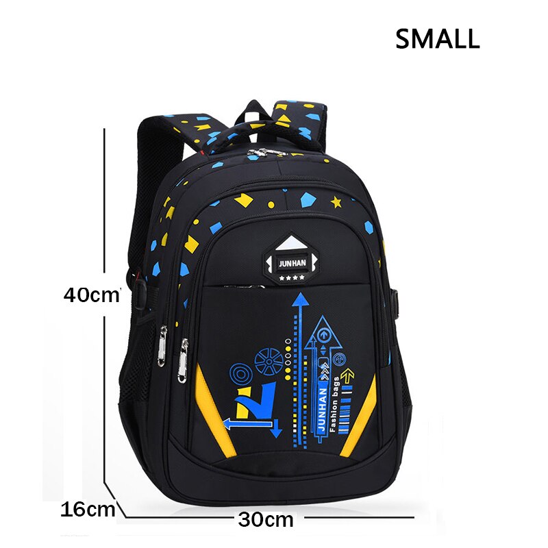 Los niños bolsas para la escuela de los niños mochila de Nylon impermeable Bookbags de gran capacidad niños mochila 6- 12 años: Medium black