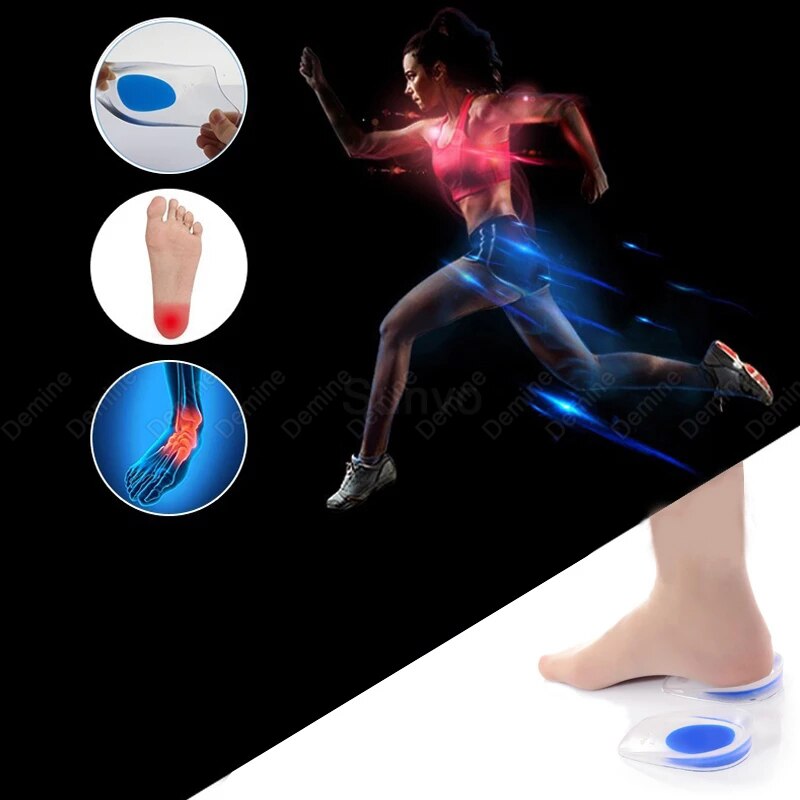 Almohadillas de silicona para el talón para hombre y mujer, zapatos con copa para insertar el talón, alivia el dolor, aumenta la altura, plantilla de Medio Gel
