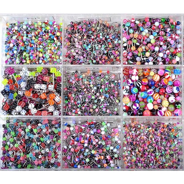 45/90 Stück Mix Edelstahl Nase Ohr Bauch Lip Zunge Ring Captive Bead Augenbraue Bar Piercings Körperschmuck Lot Bulk: Black / Gold-farbe