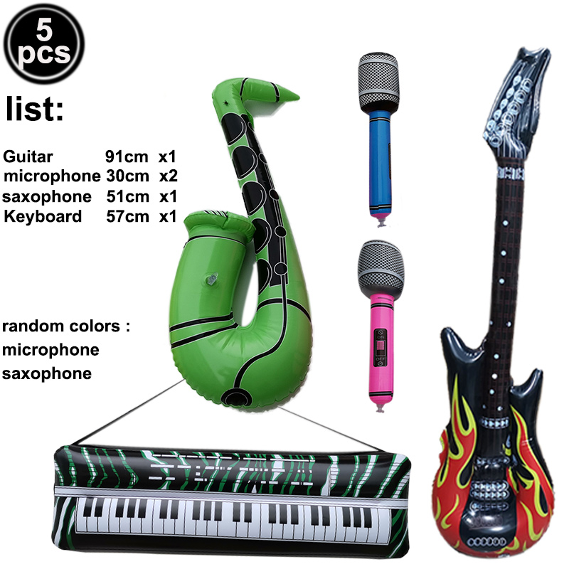 90s Party Decor Inflatable Rock Star ballon set Inflate Rock Musical Instrument Rock Pop Star Disco 80s 90s Retro Party Supplies: AC