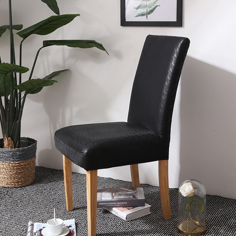 Elastic Chair Covers Home Dining Chair One-Piece Hotel PU Leather Chair Cover: 1 / 60*60cm