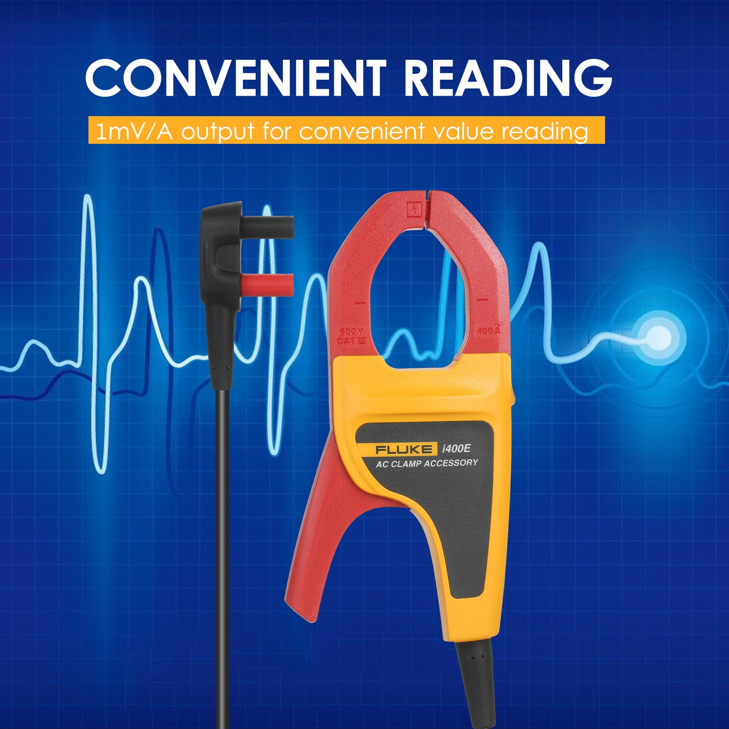 FLUKE i400E Clamp Meter AC Current Clamp Multimeter with Dual Banana Jack 1A~400A AC Current Range 5Hz~20kHz Bandwidth