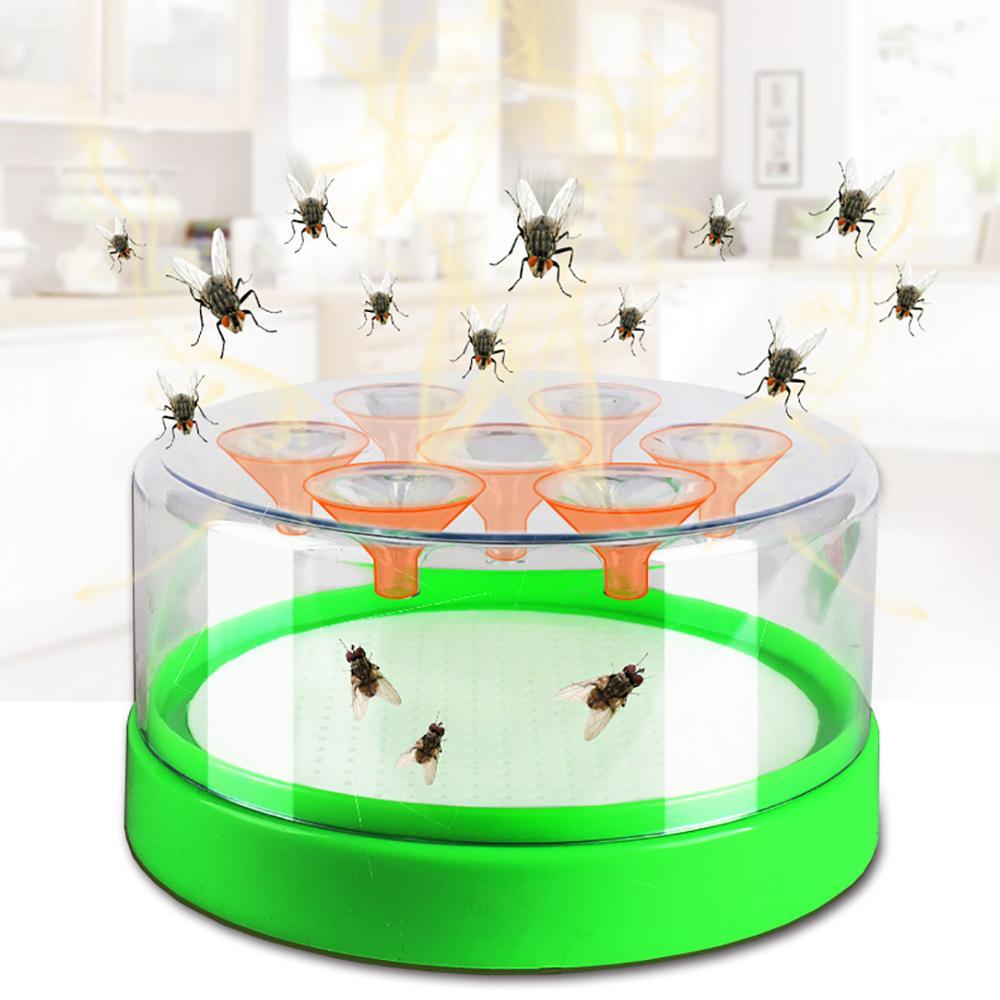 Newest Reusable Clear Green Killing Fruit Fly Catcher Flies Killer Flying Attractants Trap Destroyer Table