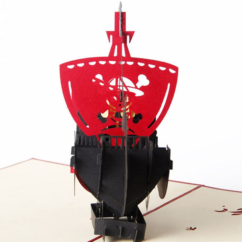 3D Up carte bateau Pirate fête des enfants anniversaire merci noël voeux QX2E