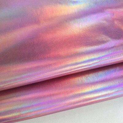 Meetee 50*138cm plata Sinfonía PU tela espejo reflectante impermeable tela para manualidades, costura fluorescente ropa sombrero bolsa Material: Pink