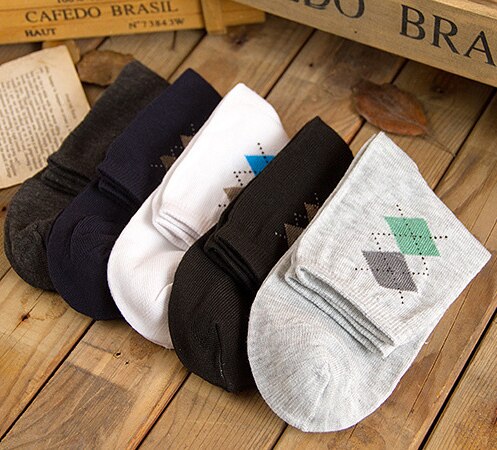1 par/lote padrão de losango calcetines meias marca homens meias moda alta qualidade poliéster respirável casual meia frete grátis