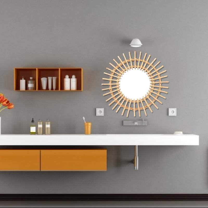 Miroir mural en rotin et osier, pour la maison, pour la salle de bain, pour la maison, pour un gain de place, décoration artistique innovante