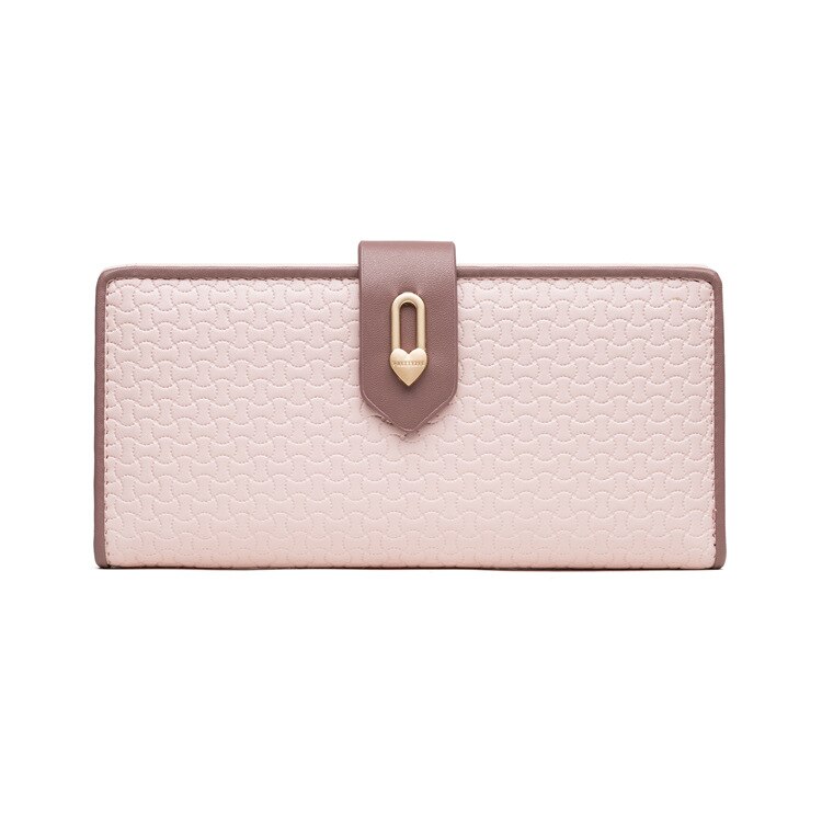 Hjerteelement damer lange lommebøker med glidelåslomme og kortholder kvinnelige vesker lommebok med høy kapasitet til kvinner: Rosa