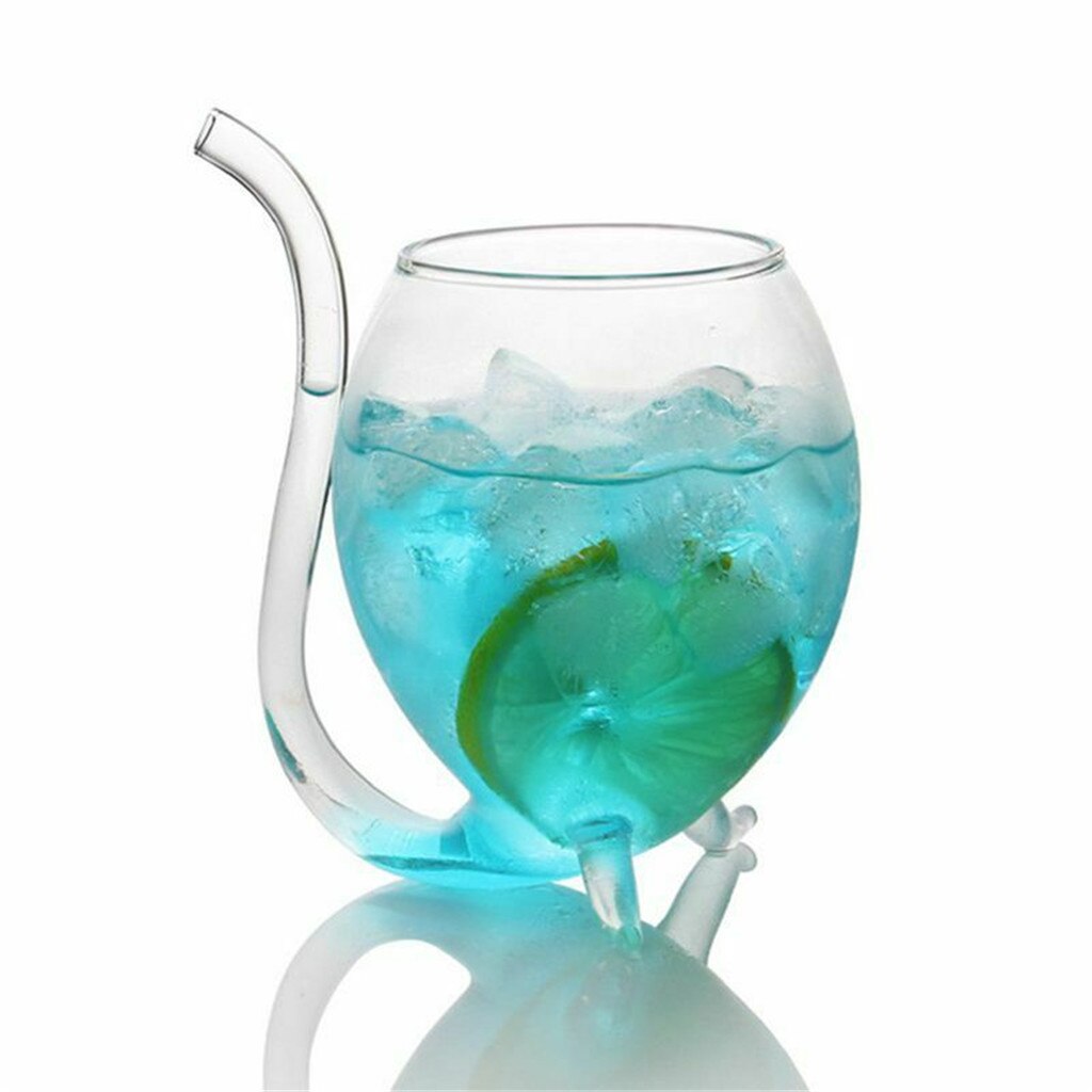 Vin whisky glass varmebestandig glass sugende juice melk kopp te vin kopp med sugerør sugerør: B