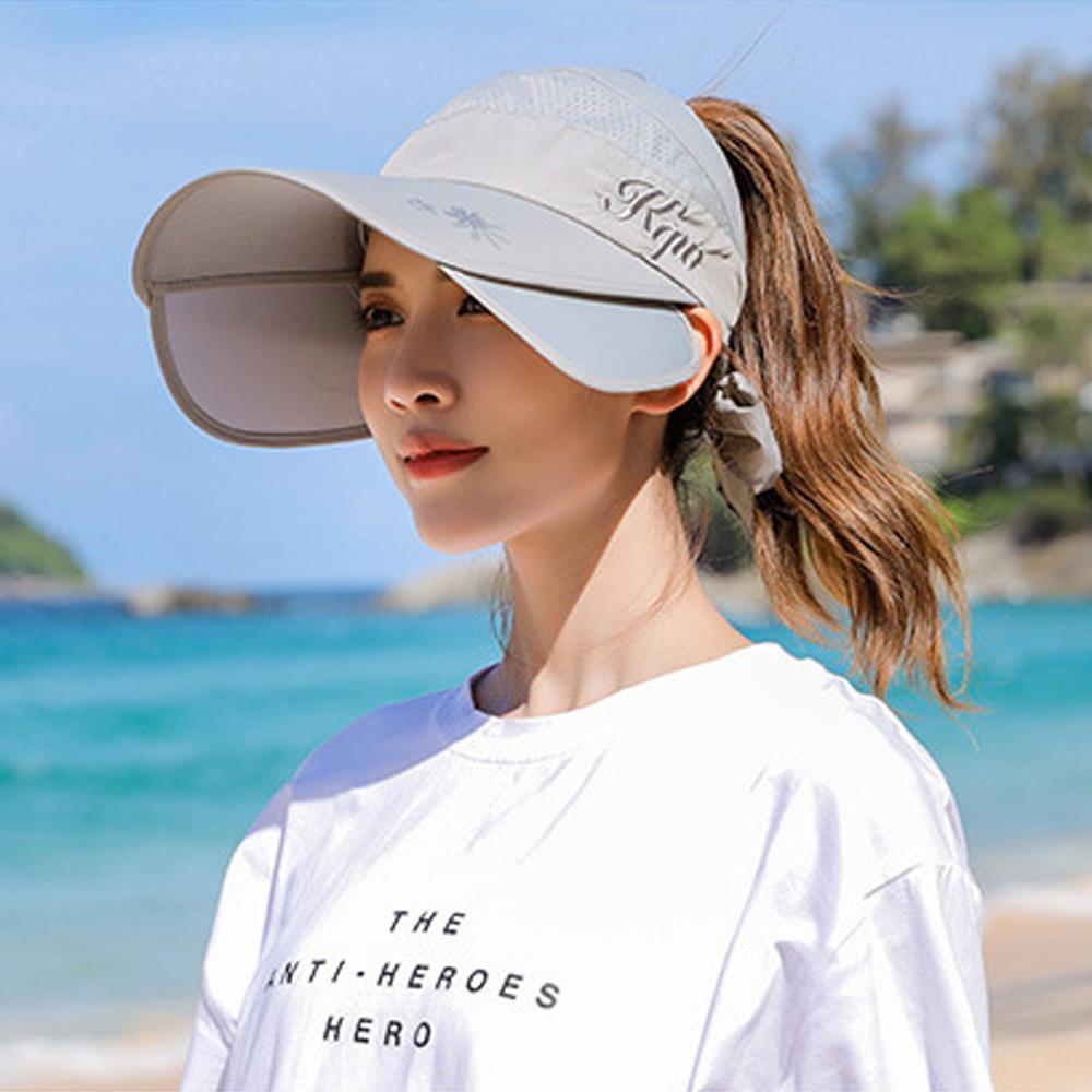 Vrouw Zon Hoeden Vrouwelijke Intrekbare Zonneklep Caps Koreaanse Stijl Mode Strand Wandelen Zonnehoed Opvouwbare Cap Outdoor Traver hoed