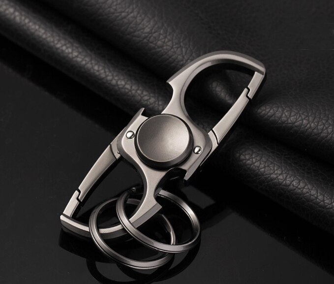 Unique Stainless Steel Bottle Opener Multifunction Key Chain 2 Alloy Key Fidget Spinner Rings for Men Beer Kitchen Bar Tools: black