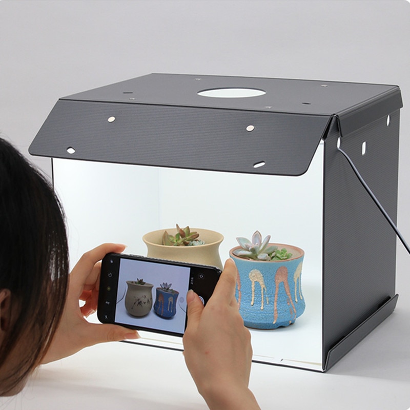 Sanoto 2 paneler led mini fotografering bordplade lysboks foldbar bærbar fotostudie softbox skydetelt baggrundssæt