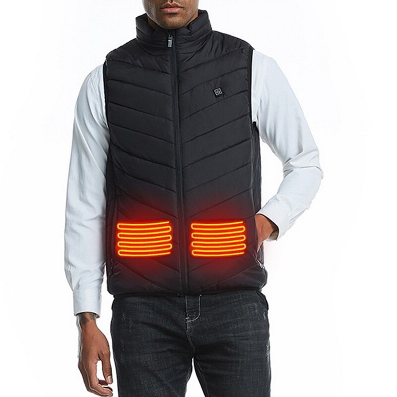 Men Heated vest Smart heating Cotton Vest USB Infrared Electric Heating Vest Women Outdoor Thermal Winter Warm Jacke: Black / 4XL