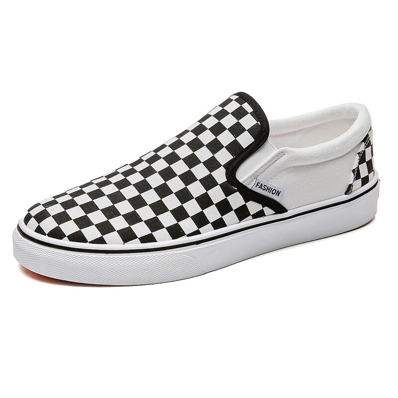 Heren Casual Schoenen Mode Dambord Patroon Laarzen Lace Up Slip Op Klassieke Punk Sneakers Antislip 39-44: Slip on / 44