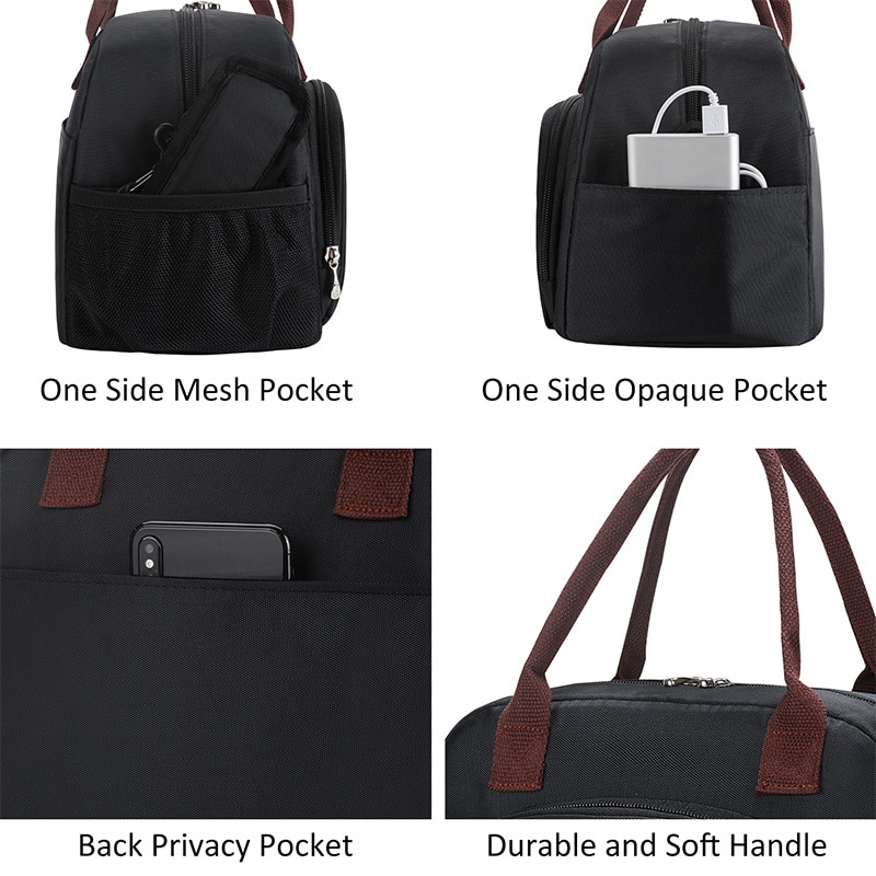 Waterproof Lunch Bag Canvas Portable Cooler Thermal Insulated Food Bags Food Picnic Lunch Box Bag for Men Women Kids