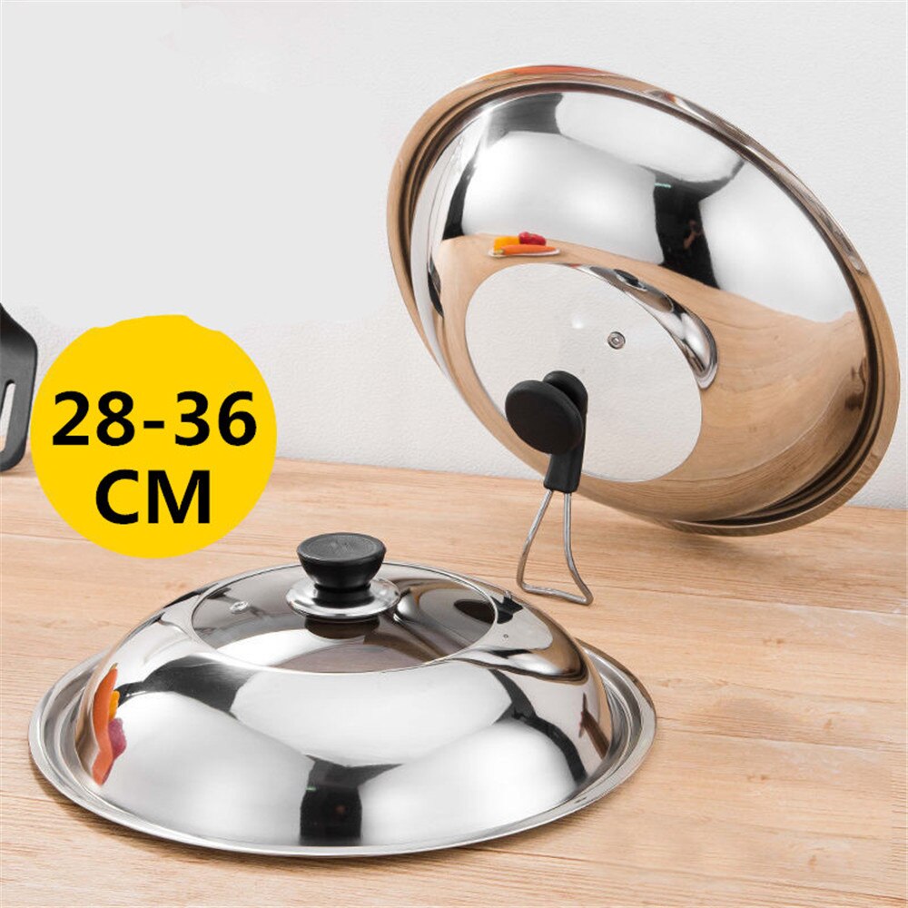 34cm Pan Lids Frying Pan with Lid Stainless Steel Pot Lid Pan Cover Thicken Visible Wok Lid Glass Lid Wok Lid Frying Pan Covers