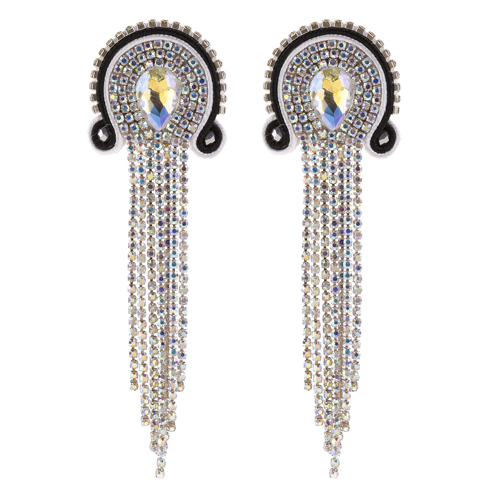 KPacTa Handmade Weaving Soutache Vintage Full Crystal Long Tassel Earrings For Women Temperament Earring Banquet
