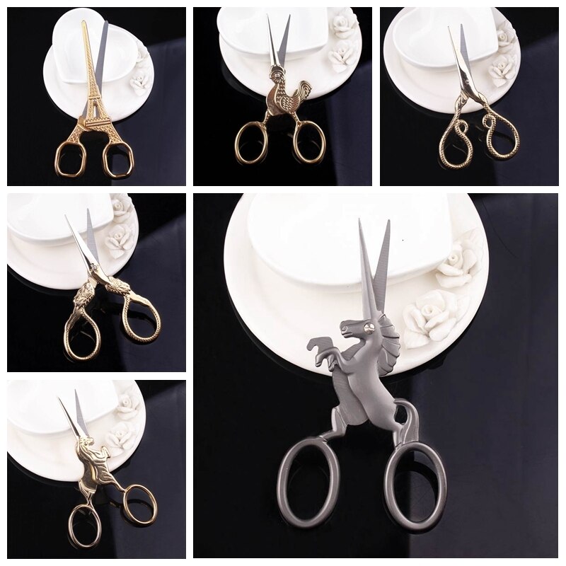 Herramienta de costura europea Retro unicornio tijeras para Sastre bordado tijera artesanía clásica tela puntada antigua Arte Cruz