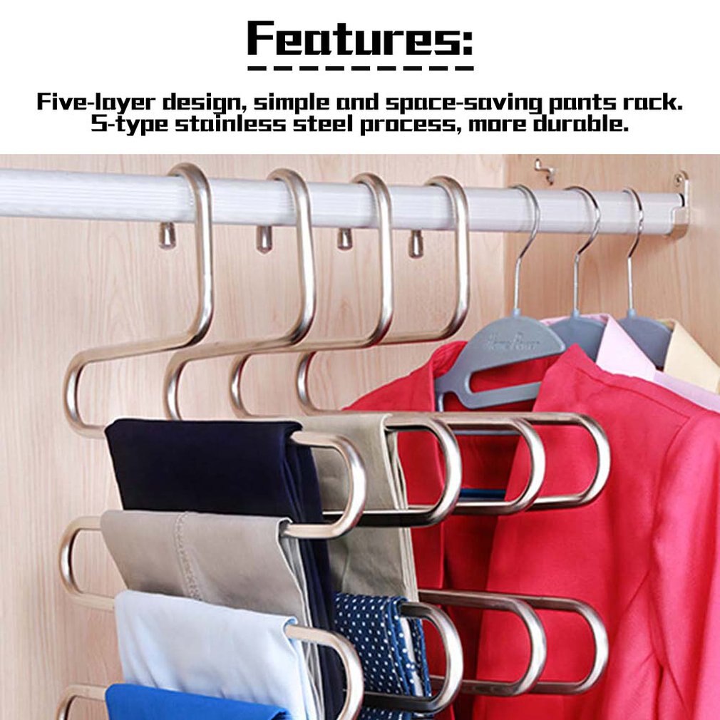 5 lags form multifunktionelle tøjbøjler bukser opbevaring bøjler klædestativ multilags opbevaringskludbøjle