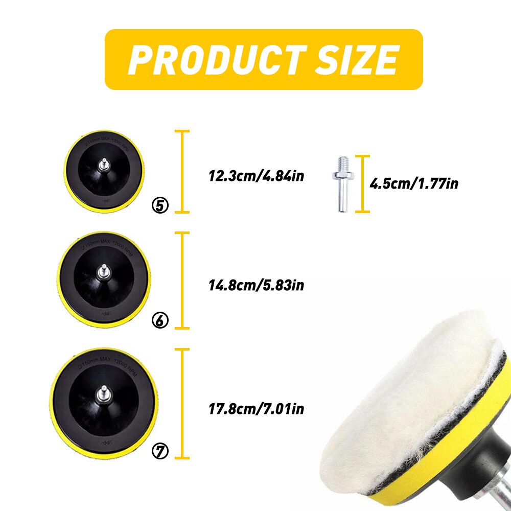 8x Polishing Sponge Wheel Buffing Pad Set for Glass/Car Polisher with M10 Drill Adapter Pad Diameter 5/6 Inch for Electric Drill