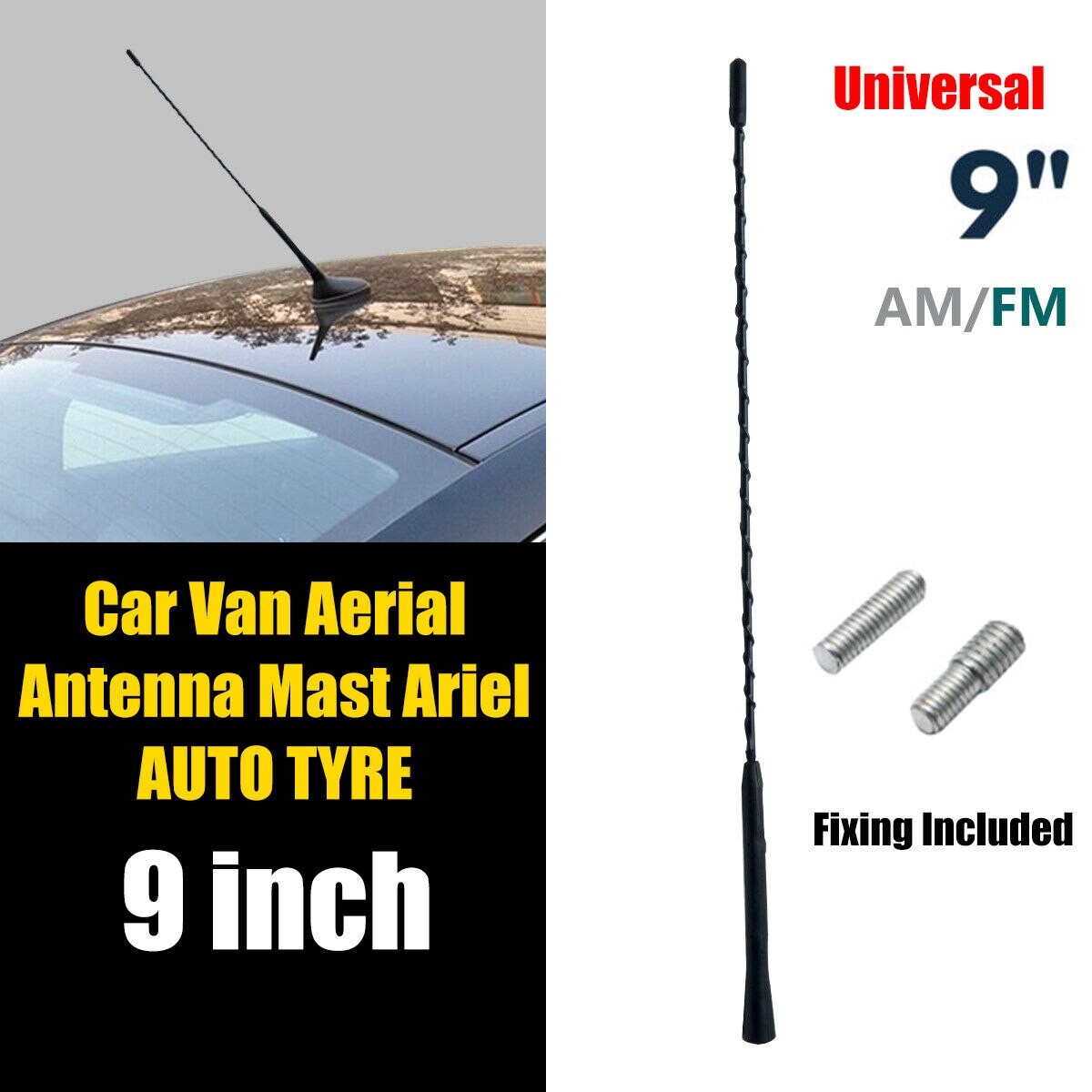 9'' Car Roof Mast Antenna Car AM/FM Aerial Black A... – Vicedeal
