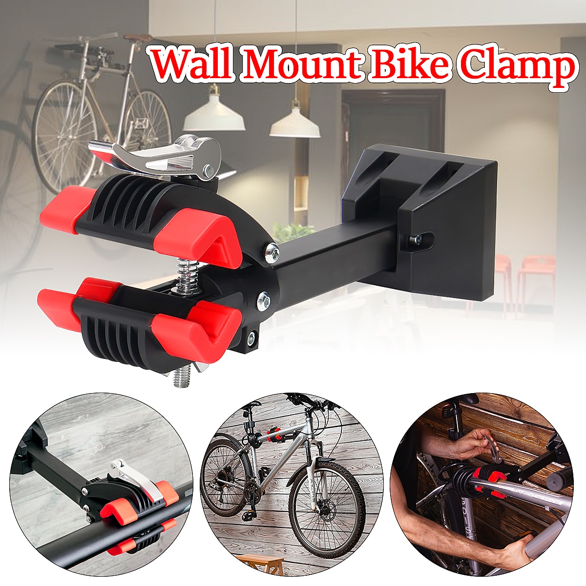 Support Vélo Mural Pliable - Pince Réglable 180°, Charge 20kg | Rangement Garage Maison Porte Velo Mural