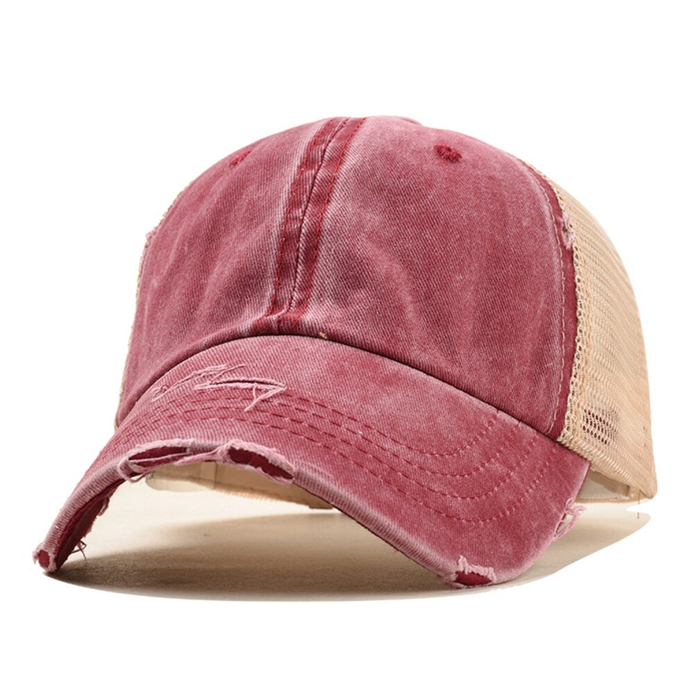 Travel Outdoor Sports Adjustable Hat Summer Grinding Casquette Hip Hop Unisex Spring Fitted Breathable Mesh Baseball Cap: Wine Red