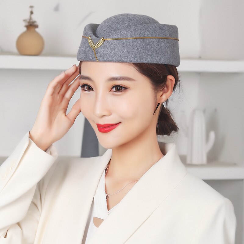 Frauen Stewardess Kostüm Zubehör Flug Begleiter Hütte mit Luft Gastgeberin Cosplay Kostüm Zubehör: grau