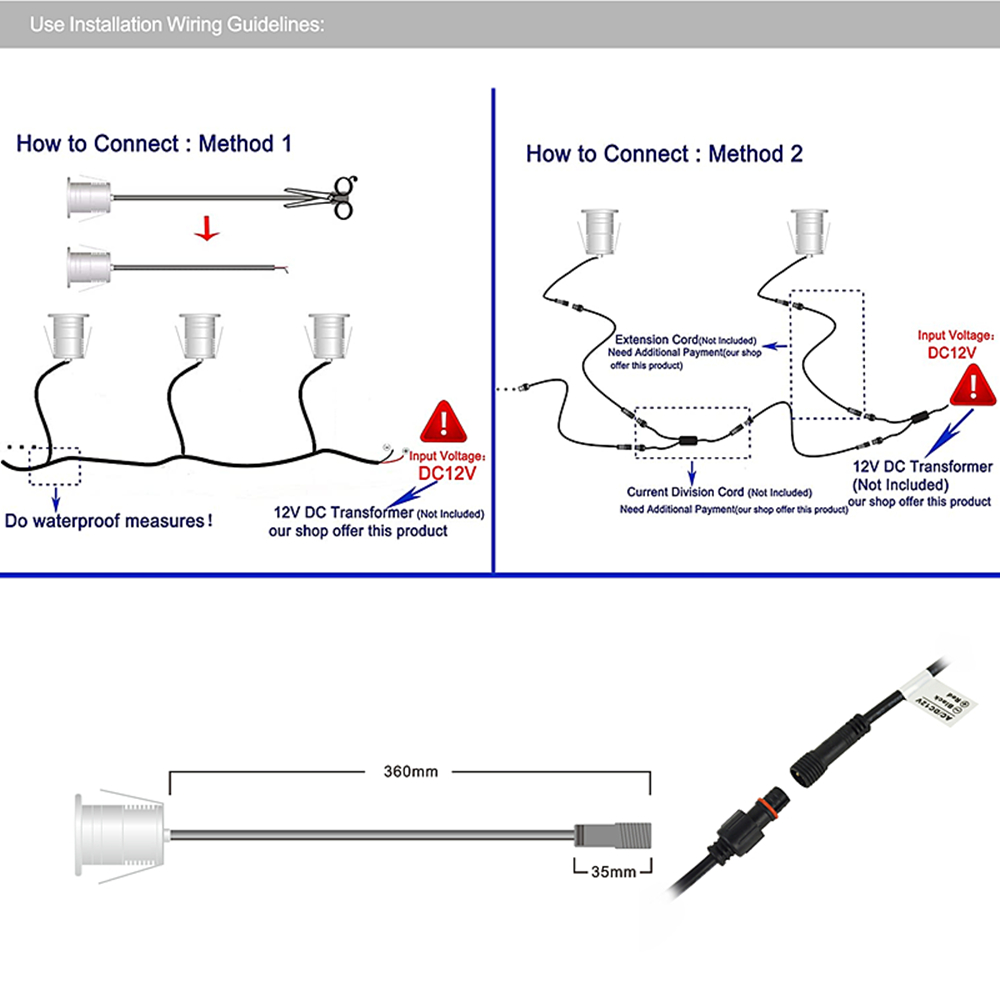 1W Led Recessed Stair Light IP67 Waterproof Step Light 12-24V Deck Staircase Wall Lamp Outdoor Garden Path Yard Landscape Light