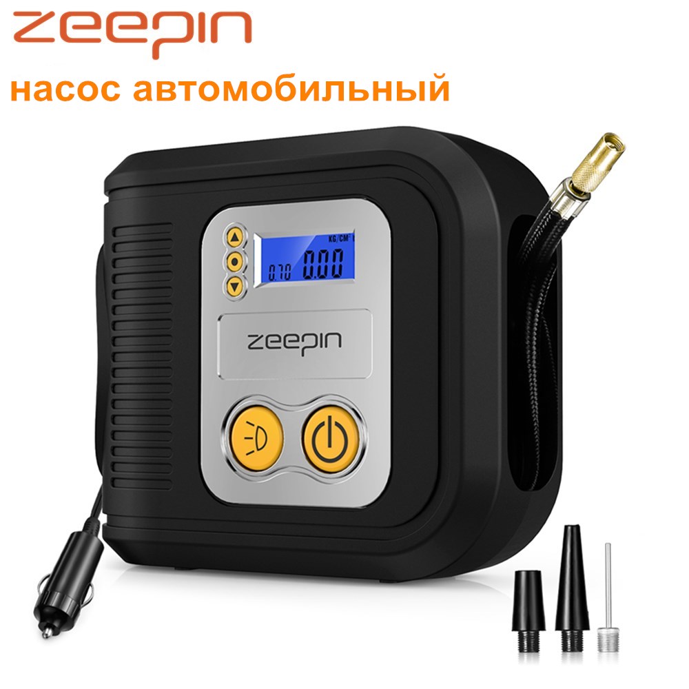 ZEEPIN 12V Auto Compressor 150psi 120W Auto Bandenpomp Met Band Manometer/3 Nozzles/LED licht/Automatische Uitschakeling