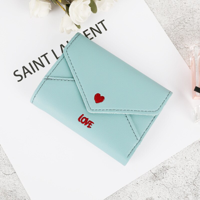 Novo estilo mini carteira com três desconto amor bordado 2021 moda estudante bolsa de cartão carteiras de luxo para as mulheres embreagem: Grey