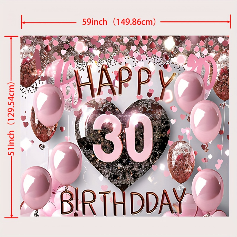 Happy 30th Birthday Banner Background Decoration Rose Gold 30 Year Old Female Crystal Background Photography Party: S