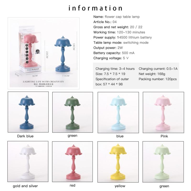 1PC Mini Night Light For Dormitory Nostalgic Retro Style Rechargeable Table Lamp Bedroom Bedside LED Eye Lamp