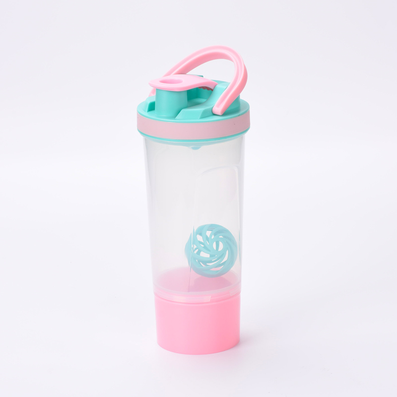 Hoge Capaciteit 2-Layer Sport Water + Flessen Met Shaker Bal Koffie Wei-eiwit Shaker Fles Eiwit Shaker voor Fitness Reizen: pink