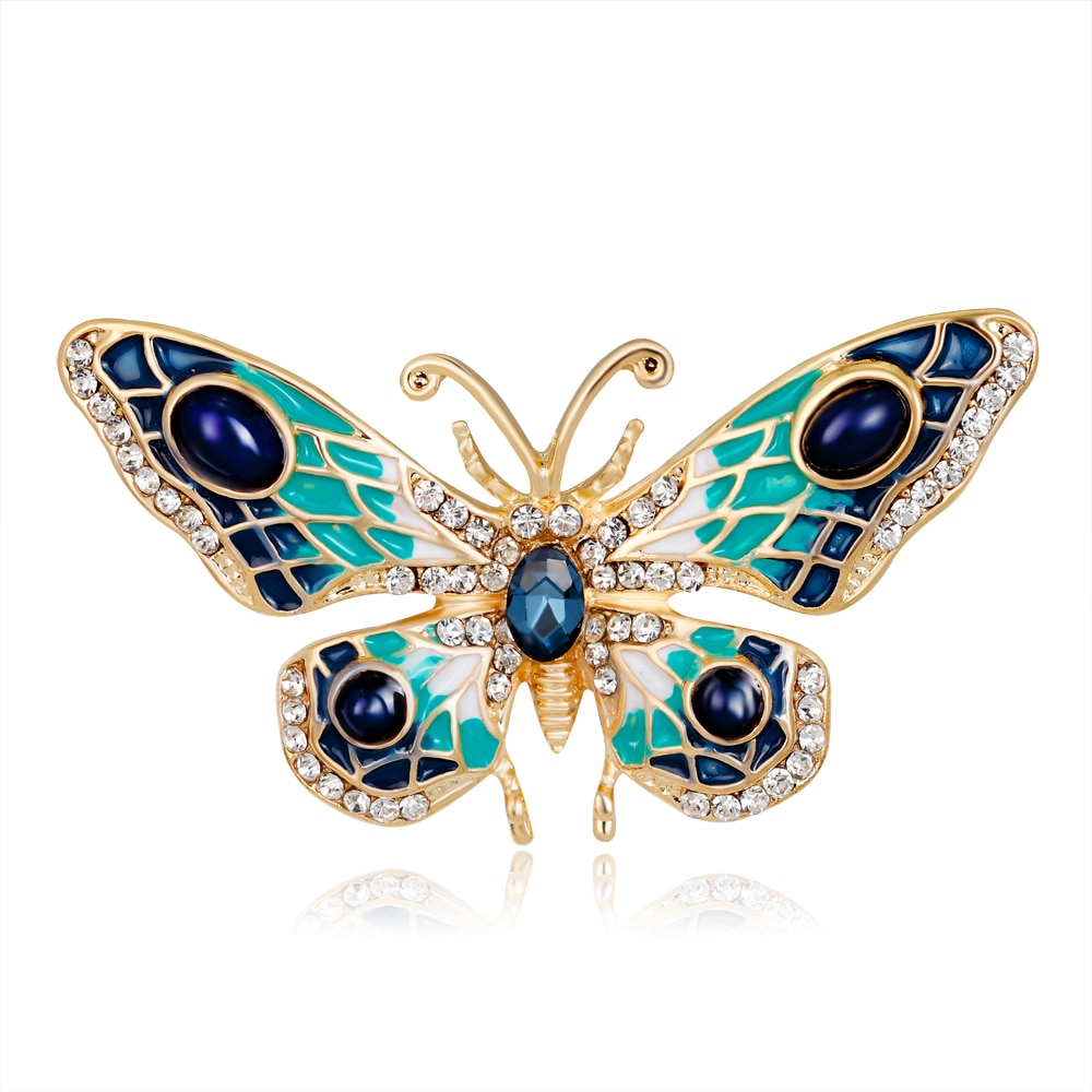 Crystal Butterfly Brooch For Women Brooch Collar Pins Corsage Rhinestone Insect Animal Brooch Badges Jewelry Accessories