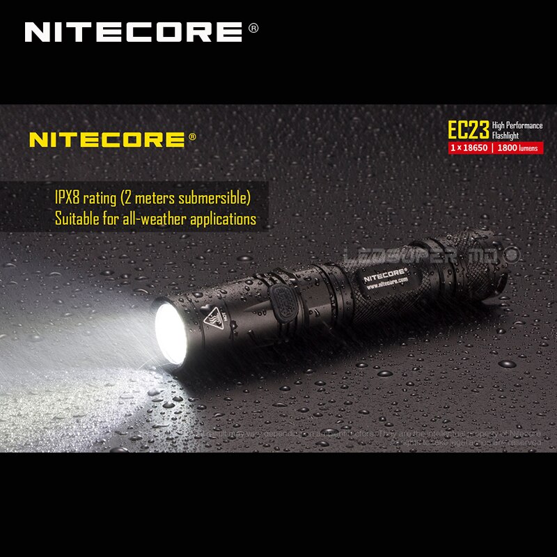 Linterna LED de alto rendimiento Nitecore EC23 CREE XHP35 HD E2 de 1800 lúmenes con batería (IMR18650 2500mAh 35A)