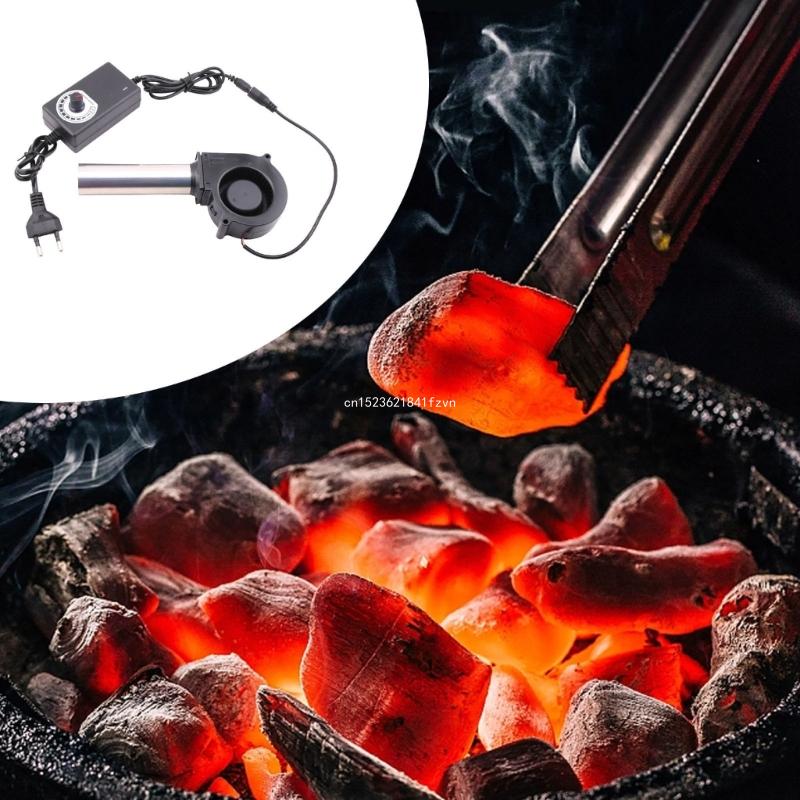 7530 BBQ Blower Met Luchtkanaal DC12V 220V Passen Snelheidsregelaar voor Brandhout Barbecue Kachel Stille Fan
