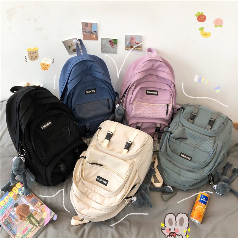 DIEHE Large Capacity Waterproof Nylon Women Backpack Men Multiple Pockets Laptop Backpack Schoolbag for College Couples Bookbag