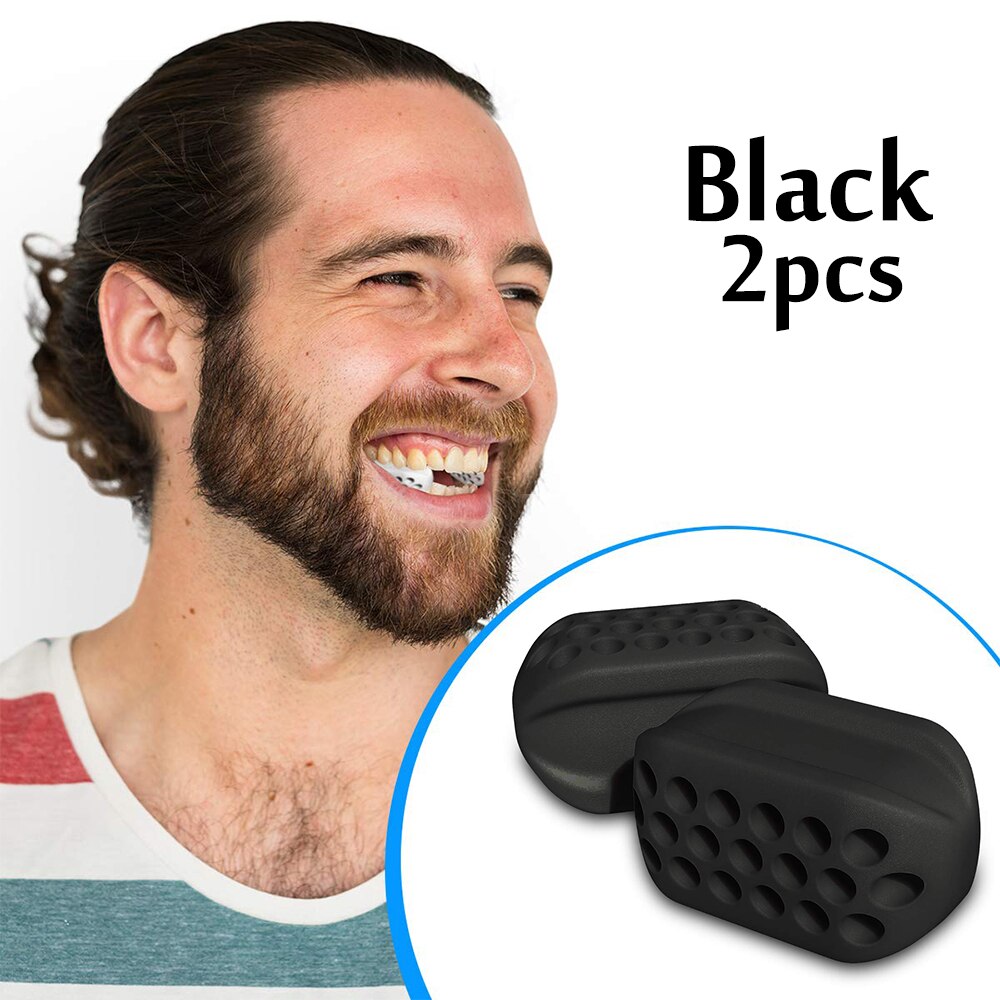 2pc Food-grade Silica Gel Jawline Exercise Ball Muscle Trainin Fitness Ball Neck Face Toning Jawrsize Jaw Exerciser Muscle Relex: Black