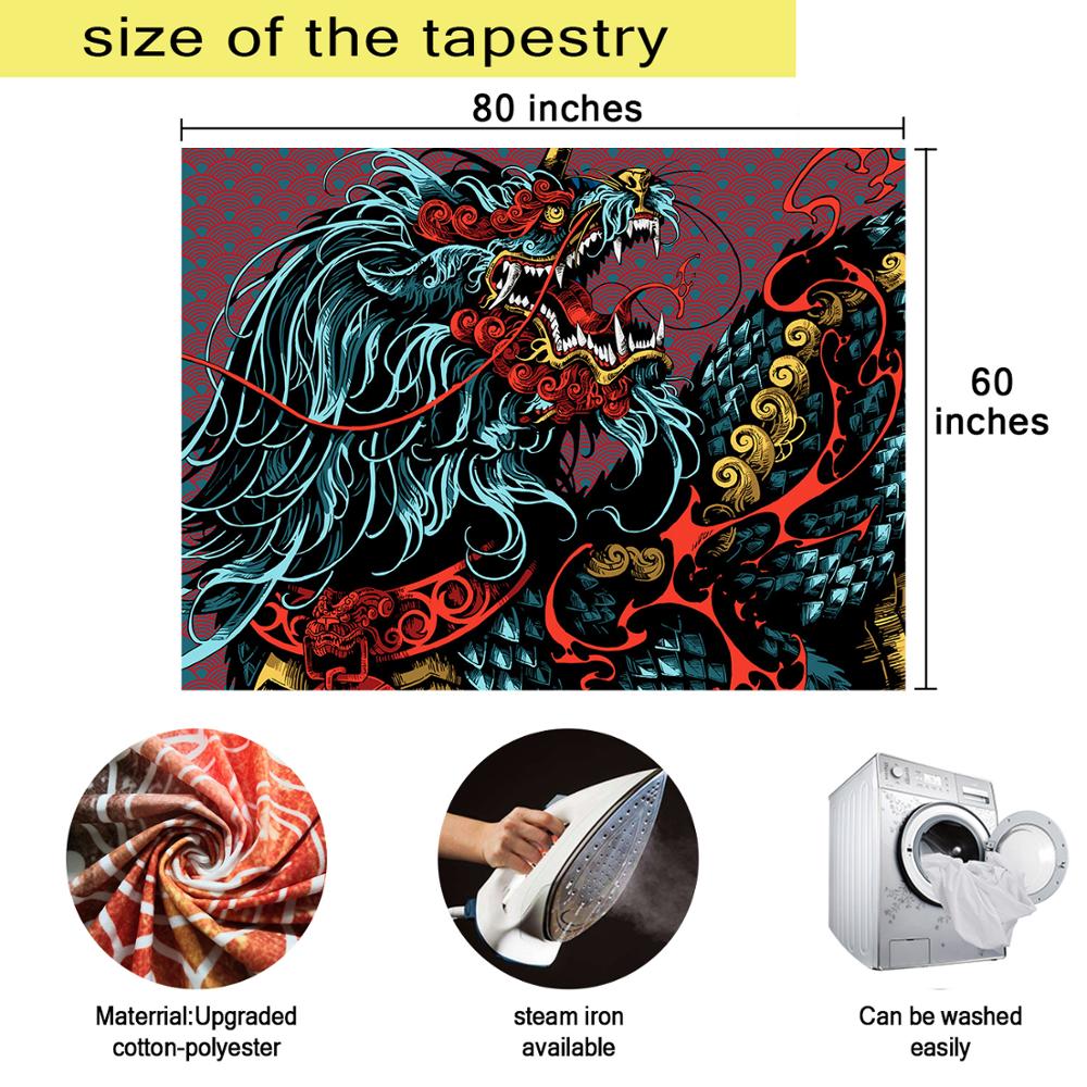 Simsant Chinesischen stil einhorn Drache Tier Totem Wandteppich Hängen Bunte Dekorative Zauberstab Kunst Chinesischen Mythen Tagesdecken
