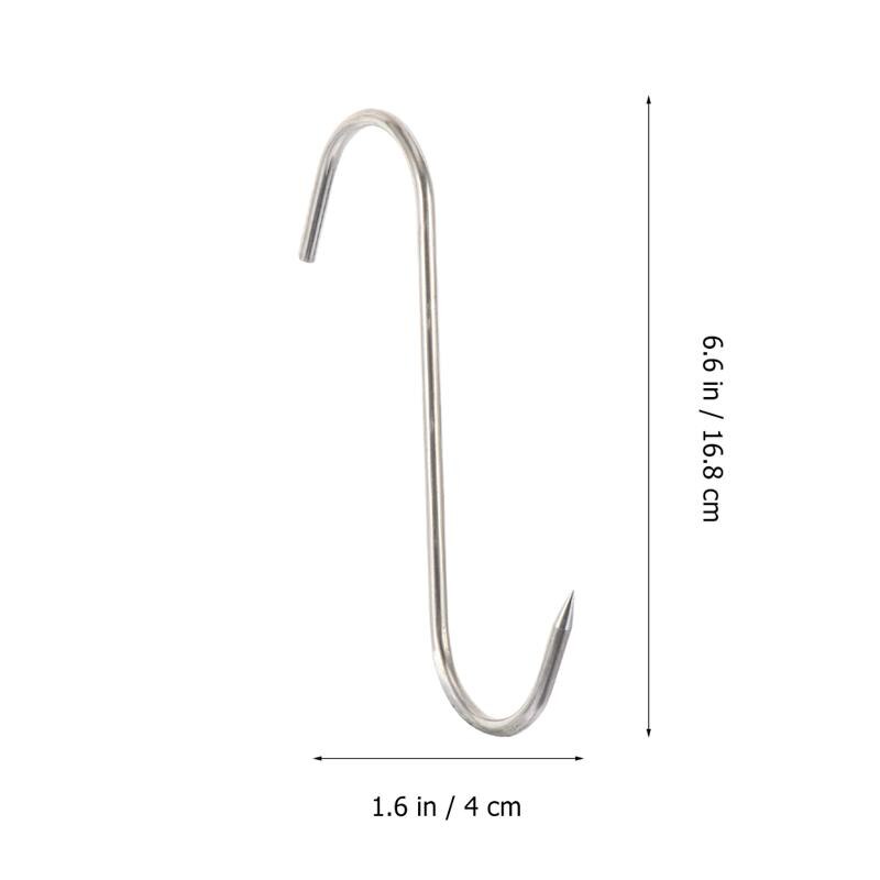 10Pcs Meat Hooks Meat Processing Hooks Metal S-Hooks Bacon Hanger Smoker Hooks: 16.8CM