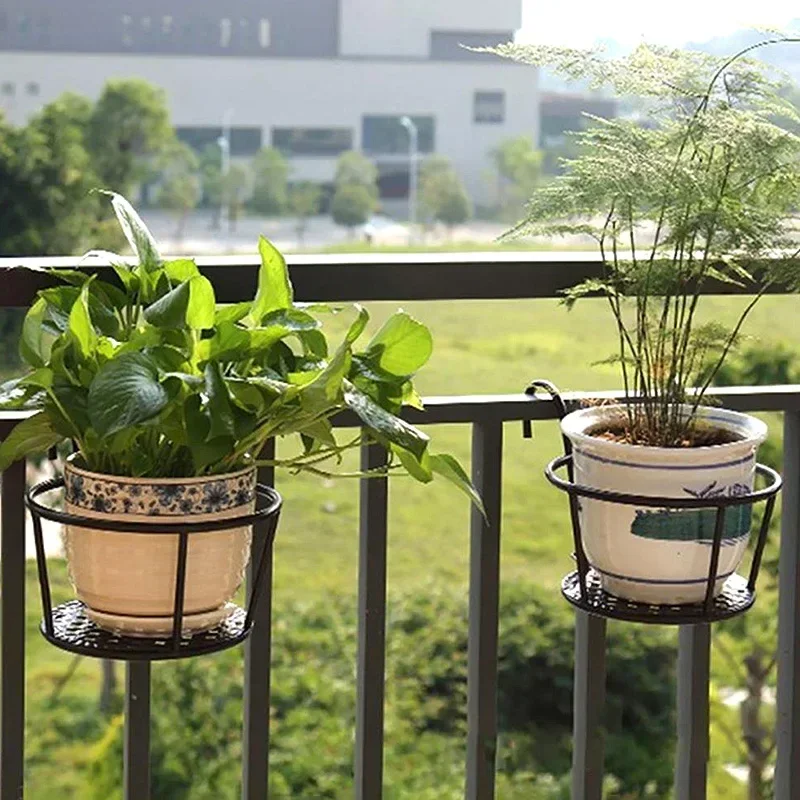 IJzeren kunst hangende manden bloempot balkon hangende plant ronde rekken reling hek buiten raam bonsai standaard decoratie