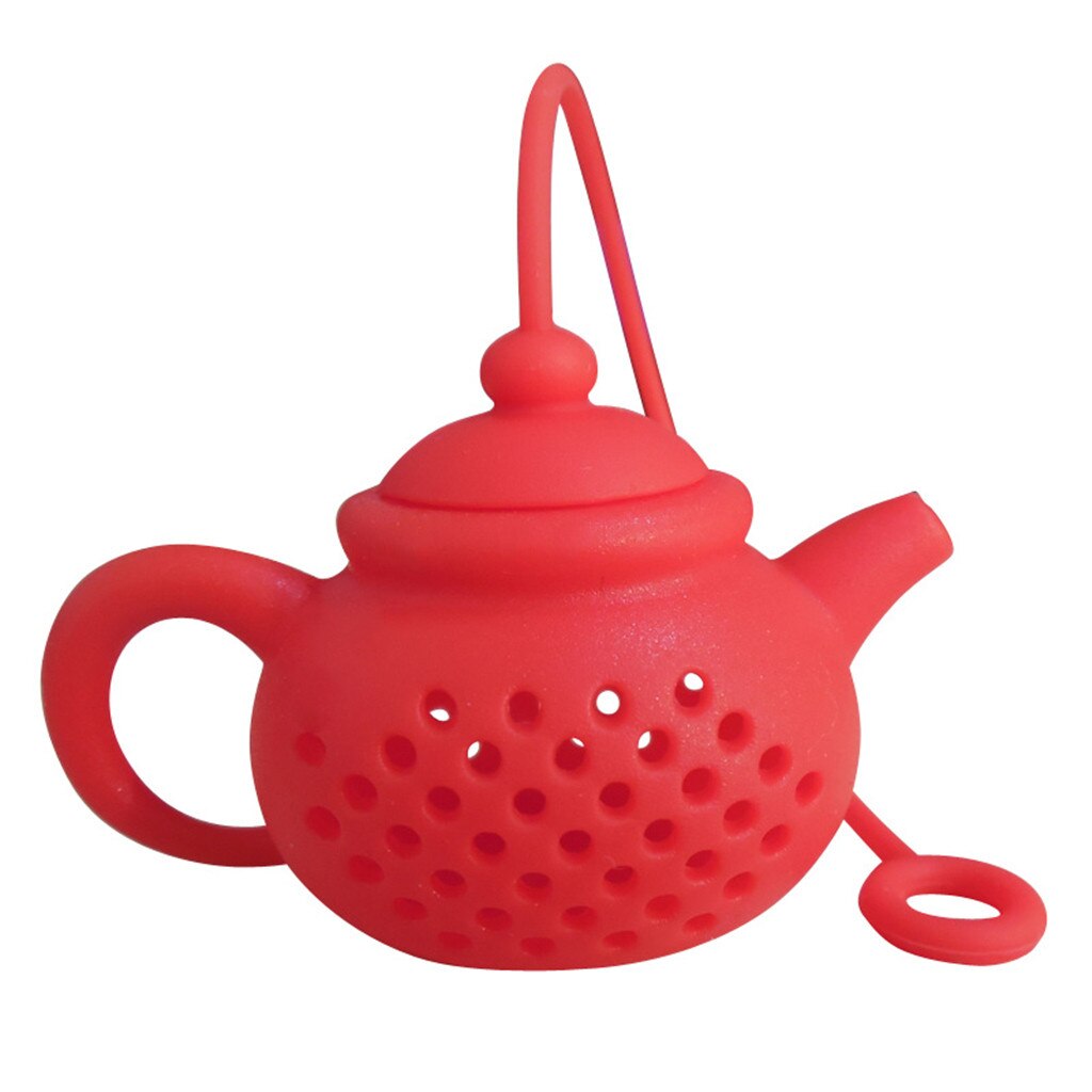 Infuseur à thé en forme de théière créative, passoire en Silicone, sachet de thé, filtre à feuilles, diffuseur, théière, accessoire Gadget de cuisine: Red