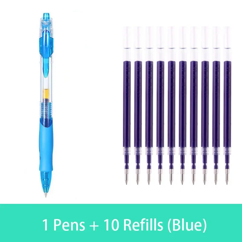Wysuwany zestaw długopisów żelowych 0,5 mm czarny/czerwony/niebieski długopis o dużej pojemności uchwyt wymienne wkłady pręt szkolne artykuły biurowe