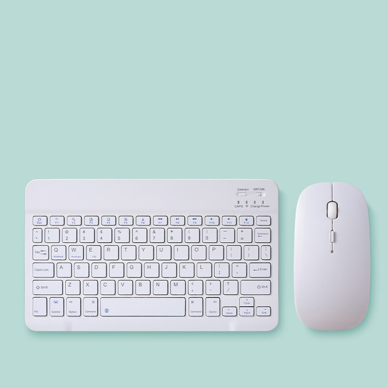 Teclado y ratón inalámbricos con Bluetooth Para Apple, iPad Pro, iPhone, tableta, Xiaomi, Samsung, Huawei: white key mouse