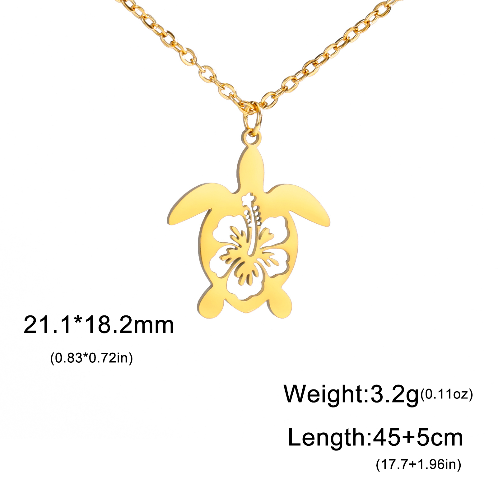 Hollow Flower Pattern Sea Turtle Pendant Necklace Stainless Steel Tortoise Animals Choker Necklace For Women Jewelry: RED-BROWN