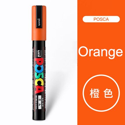Uni Posca PC-5M Paint Marker Pens Medium Tip 1.8mm-2.5mm 17 Colors for School Office Art Marker Japanese Art Supplies 1Pcs: Orange 1Pcs