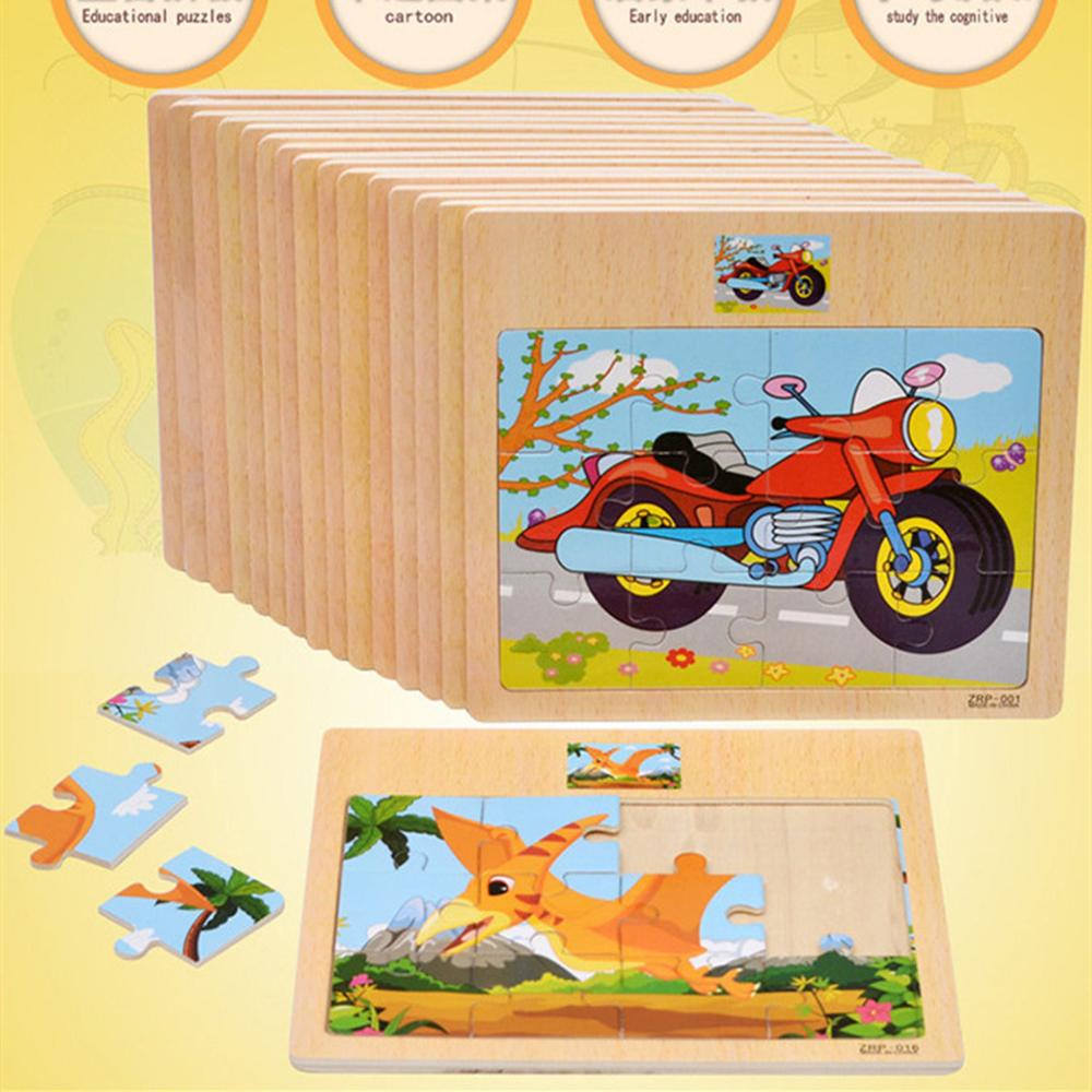 15x17cm Formato Animali di Legno E Auto Puzzl Puzzle Bordo di Giocattoli Per Bambini di Educazione Precoce Interessante Puzzle Di Legno Del Giocattolo