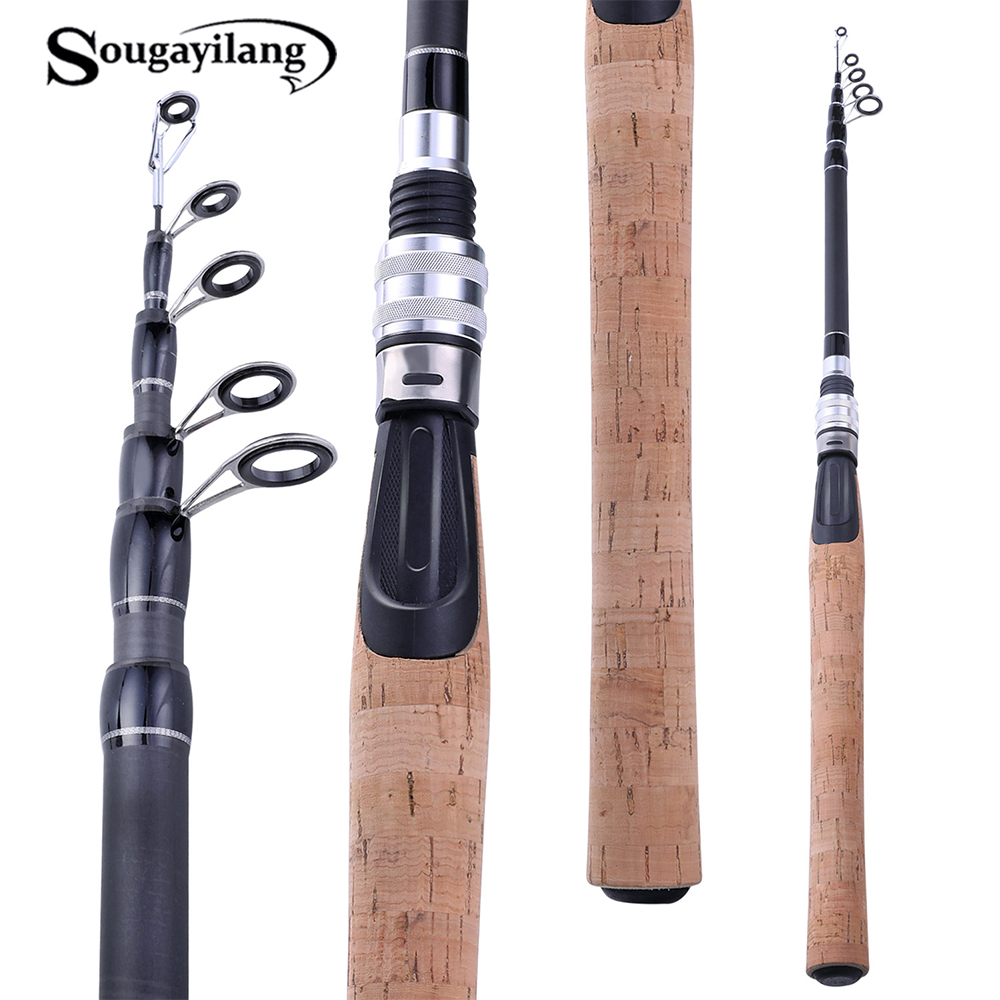 Sougayilang 1.8 M-2.4 M canne à pêche poids ultra-léger poignée en liège canne à pêche canne en carbone filature canne de voyage carpe matériel de pêche