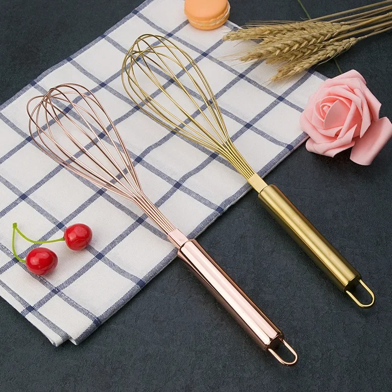 1 Stuks Goud Roestvrij Staal Ei Klopper Hand Garde Ei Mixer Bakken Cake Gereedschap Bakset Thuis Ei Gereedschap Keuken Accessoires Voor Ei